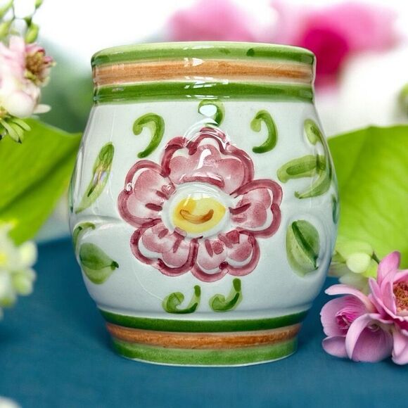 Vintage Italian Hand Painted Claudia Bernini Signed Pottery Small Jar Vase Cup - Picture 9 of 9